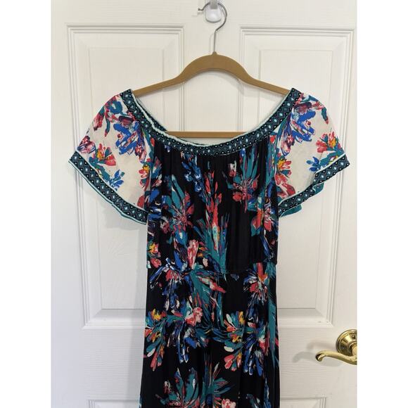 Flying Tomato High Low Off the Shoulder Dress Size Medium Folkloric Tropical - Picture 3 of 6